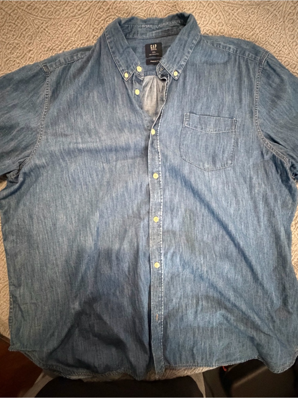 GAP Medium Blue Denim Button-Down Shirt with Chest Pocket